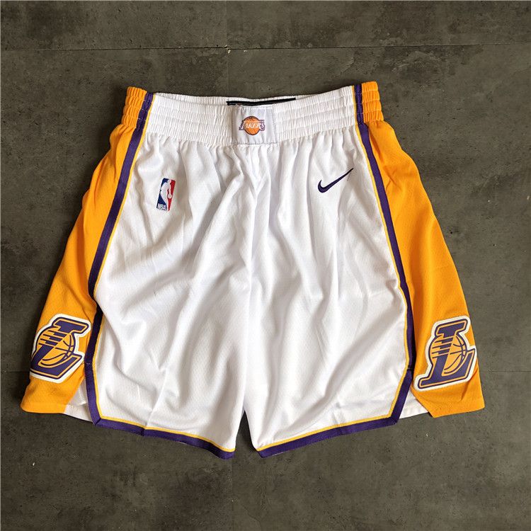 Cheap Men NBA Los Angeles Lakers White Nike Shorts 0416